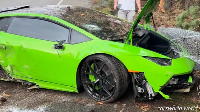 La Huracán twin-turbo di uno YouTuber si è scontrata con un albero e l'albero ha vinto | Carscoops